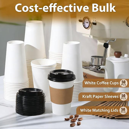 Clawsoff 50 Pack 16 oz Disposable Coffee Cups - Image 4
