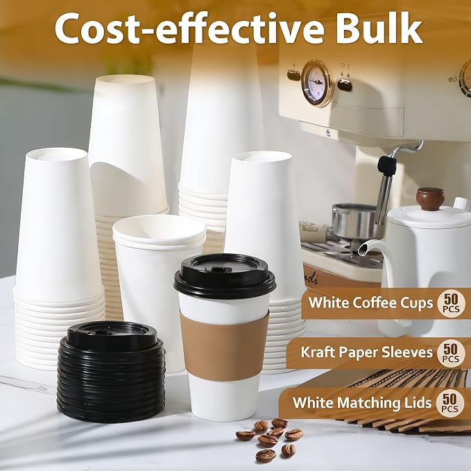 Clawsoff 100 Pack 16 oz Disposable Coffee Cups - Image 5