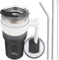 Konokyo 30 oz Tumbler with Handle and Straw, Insulated Travel Mug | Day Night; by Konokyo