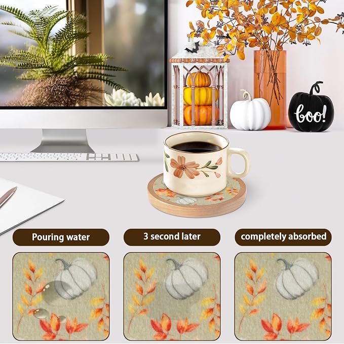 Pumpkins Coaster Set of 6 Cewiru Halloween Coasters - Image 4