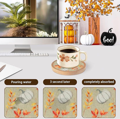 Pumpkins Coaster Set of 6 Cewiru Halloween Coasters - Image 4