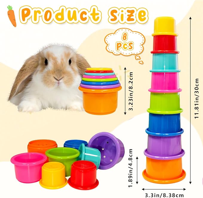8 Pcs Stacking Cups for Small Animal Toys, Nesting Rabbit Toys of Different - Image 2