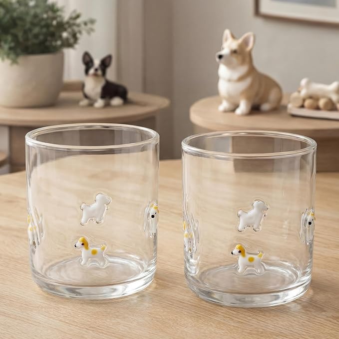Skylety 2 Pack Puppy Icon Juice Glasses, Coquette Aesthetic Glass Cups - Image 6