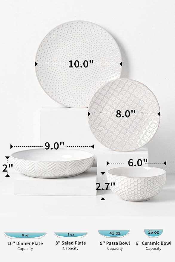 FOBENTA 32-Piece Luxury Dinnerware Set, Complete Plates and Bowls Set - Image 2