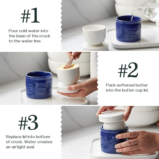 DOWAN Porcelain Butter Keeper Crock, French Butter Dish - Image 2