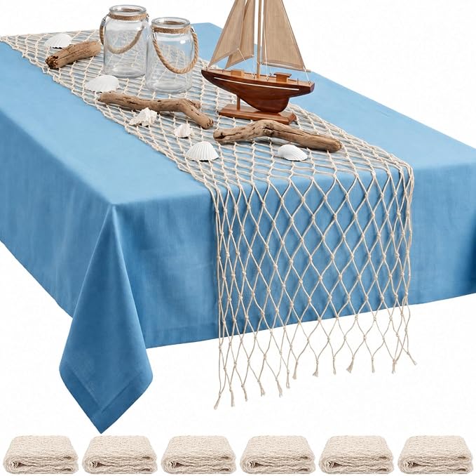 SATINIOR 6 Pcs 12 x 72'' Fishing Net Table Runner Party Decoration, Natural | by SATINIOR