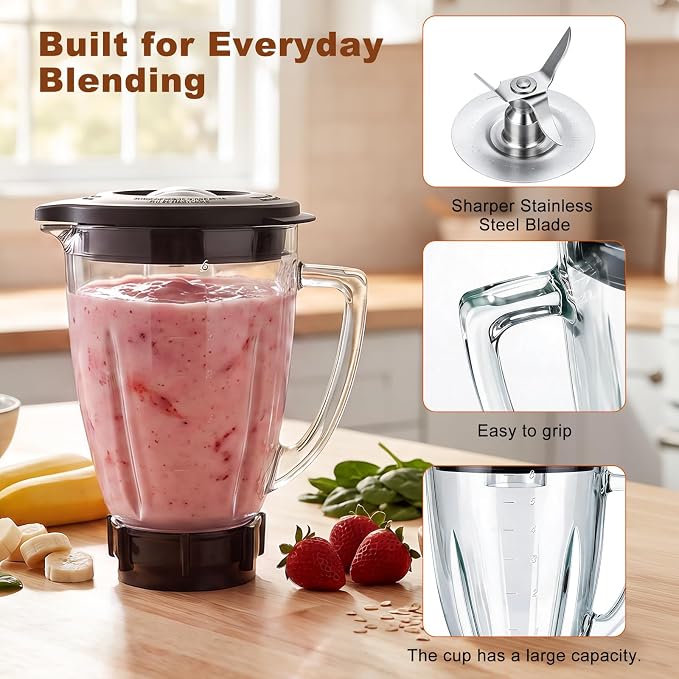 6 Cup Blender Glass Jar, Replacement Pitcher - Image 4