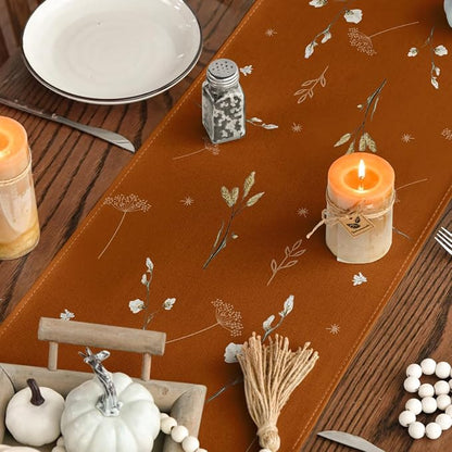Artoid Mode 210 GSM Fall Table Runner 13x120 Inch Home Party Decor | Orange - Image 4