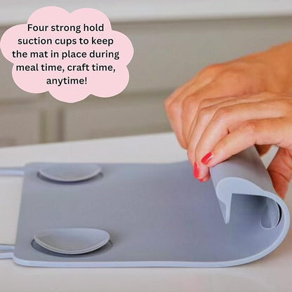 The Table Tyke Silicone Placemat with Table Edge Bumper for Baby Toddler Suction Cup Safety Mat (Sage Green)