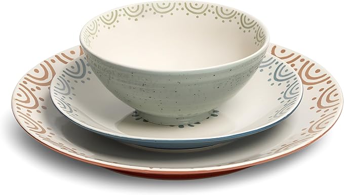 Sango 12-Piece Speckled Stoneware Dinnerware Set - Image 6