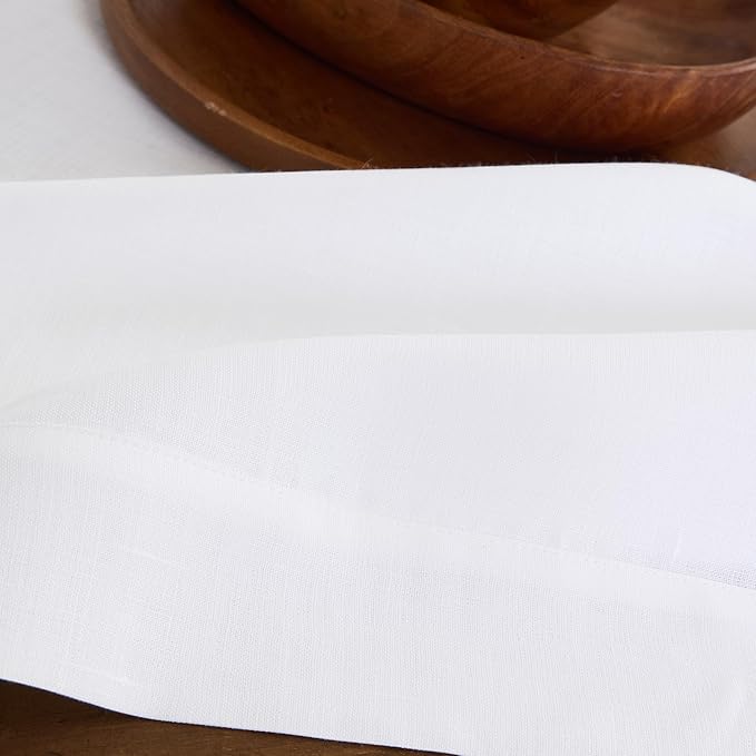 Solino Home White Tablecloth 60 x 108 Inch - 100% Pure Linen Rectangular Tablecloth - Machine Washable Table Cloth for Winter, Valentines, Spring, Easter - Fete