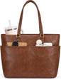 LOVEVOOK Work Tote Bag for Women, Vintage Leather 17.3 Inch Laptop Bags by LOVEVOOK