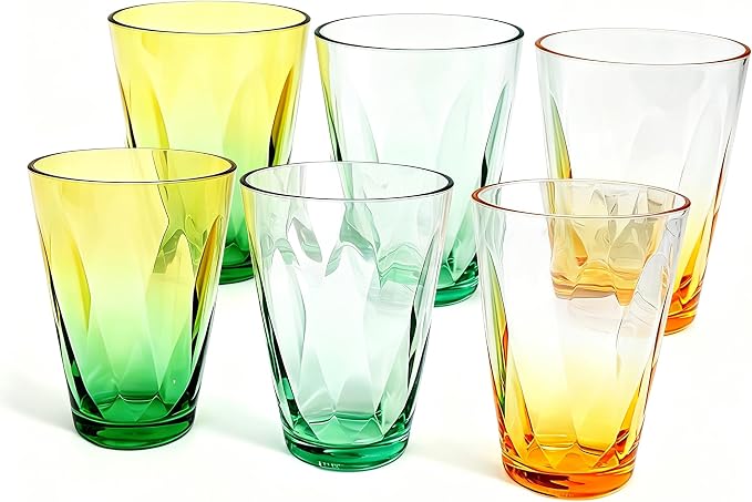 13oz Stackable Drinking Tumblers 6PCS Vibrant Acrylic Tumblers by WowProLiv