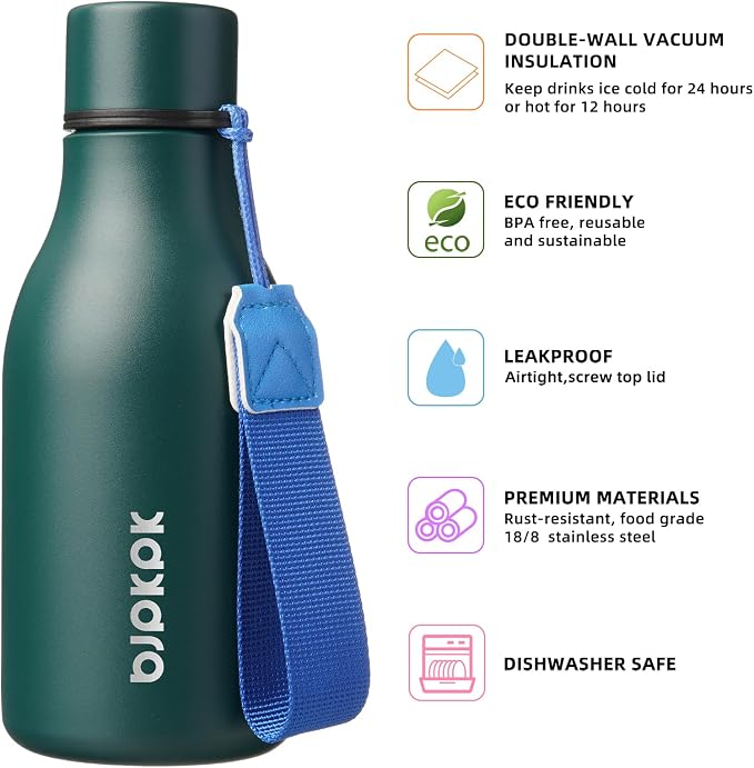 BJPKPK 12oz Insulated Water Bottle, Stainless Steel Bottle - Image 2