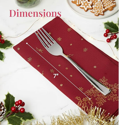 Prestee 300 Count Plastic Forks - 7 Inch Heavy Duty Disposable Silverware - Bulk Fancy Silver Fork Set for Table Decor - Durable Plastic Silverware for Parties, Events and Christmas Holidays