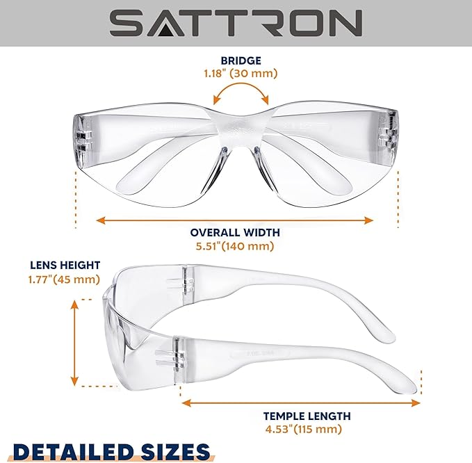 Clear Safety Glasses Bulk of 50, ANSI Z87.1 Eye Protection for Women Men, Scratch & Impact Resistant Protective Glasses, Ideal for Lab, Construction, Shooting