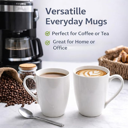 GBhome White Coffee Mugs Set of 12, 12 oz Ceramic Coffee Cups | Classic COffee - Image 4