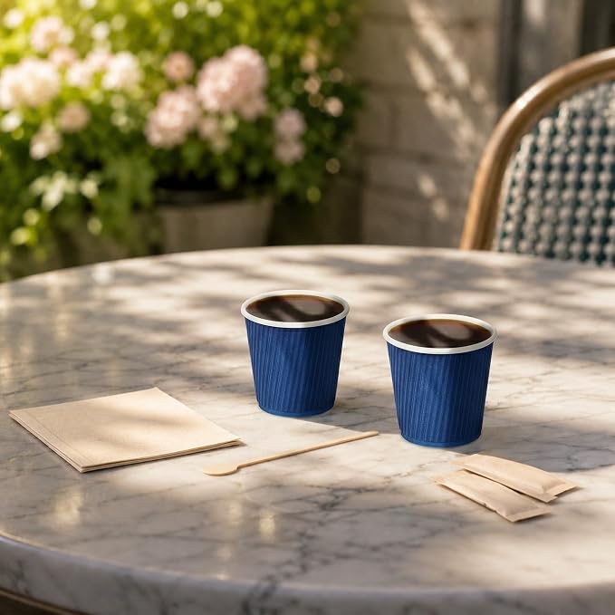 Restaurantware 4 Ounce Ripple Wall Disposable Coffee Cups, 500 Insulated Blue - Image 4