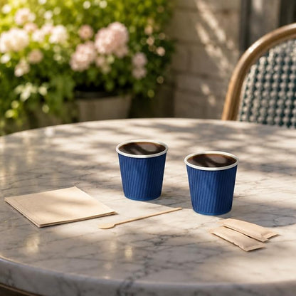 Restaurantware 4 Ounce Ripple Wall Disposable Coffee Cups, 500 Insulated Blue - Image 4