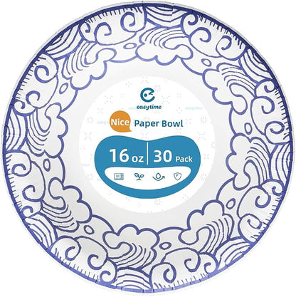 16oz Paper Bowls 30 Count, Disposable Bowls Soak Proof and Microwaveable - Image 8