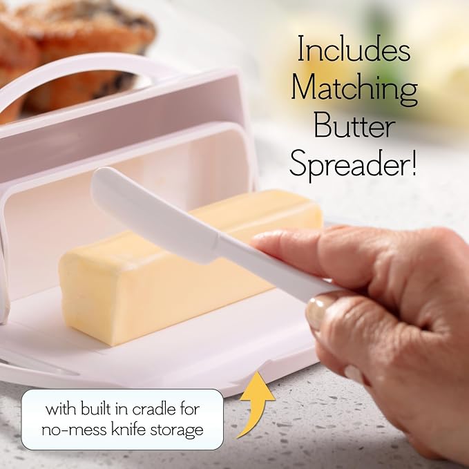 Flip Top Butter Dish with Attached Lid & Matching Knife - Image 3