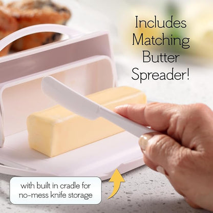Flip Top Butter Dish with Attached Lid & Matching Knife - Image 3