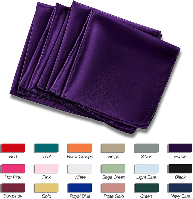 P Pothuiny 50 Pcs Purple Satin Napkins 17 x 17 Inch, Satin Cloth Napkins | - Image 6