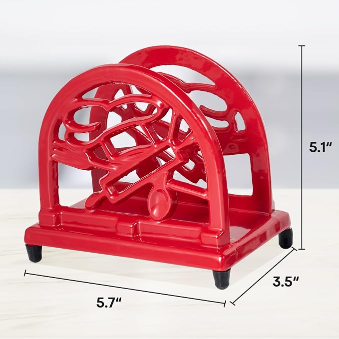 JOGREFUL Cast Iron Napkin Holder, Kitchen Organizer Chef Tool Pattern Red | - Image 2
