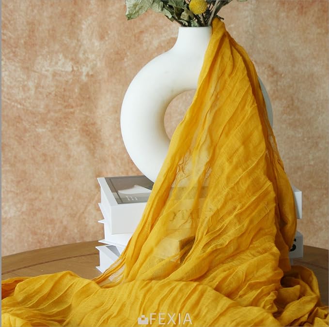 3Pcs Yellow Cheesecloth Table Runner Wedding Baby Shower Home Decor | 35x120 - Image 6