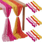 12 Pcs Pink and Orange Cheesecloth Gauze Table Runners | Sunset Soiree Party by Remagr