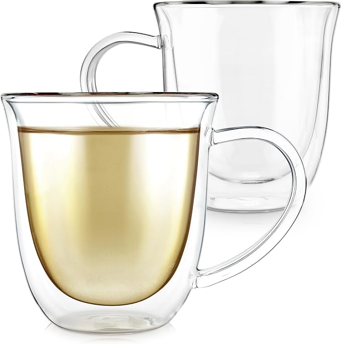 Teabloom Double Walled Borosilicate Glasses – Set of 2 Insulated Glass Cups by Teabloom