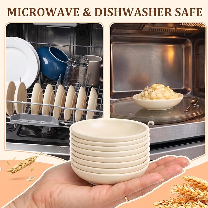 PYRMONT 2 Oz Soy Sauce Dish 8 Pcs Mini Bowls Wheat Straw Unbreakable Bowls - Image 7