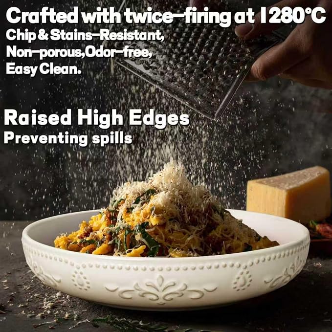 Pasta Bowls, 50oz Large Salad Serving Bowls, 9.75'' Plates Bowl Set of 4 - Image 5