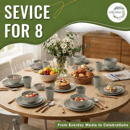 Unbreakable Wheat Straw Dinnerware Set 40 PCS - Image 7