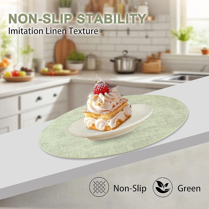 Round Faux Leather Placemats and Coasters, Reversible Heat Resistant Non-Slip - Image 4