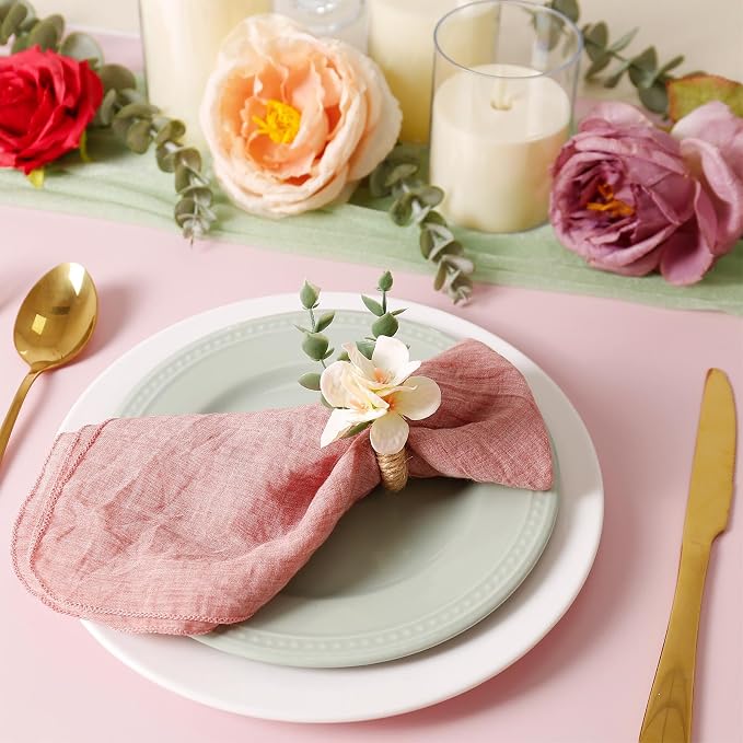 Handmade Floral Napkin Rings, Hydrangea & Eucalyptus Leaf Spring Decoration - Image 6