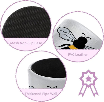 Leather Pen Holder for Desk, Cartoon Bee Pencil Cup Pen Organizer Makeup Brush - Image 2