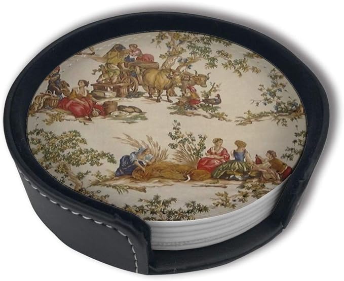 Vintage French Country Print Coasters by Unknown