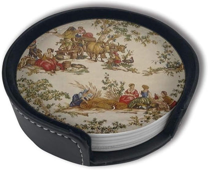 Vintage French Country Print Coasters by Unknown