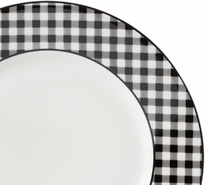 Lenox Dinnerware Set, Gingham Black Dinner Plates, Service - Image 2