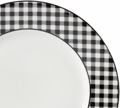 Lenox Dinnerware Set, Gingham Black Dinner Plates, Service - Image 2