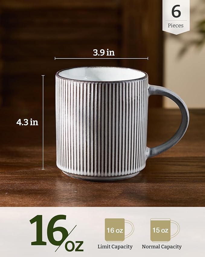 famiware Coffee Mug Set for 6, Star 16 oz Catering Mugs Cup Set - Image 4
