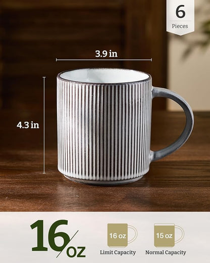 famiware Coffee Mug Set for 6, Star 16 oz Catering Mugs Cup Set - Image 4
