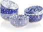 Sweejar Ceramic Cereal Bowls Set, 29 Oz Soup Bowls Microwave & Dishwasher Safe, 6.1 Inch Deep Porcelain Serving Bowls for Kitchen, Fruit, Ramen, Salad, Pasta, Set of 6(Vintage Blue)