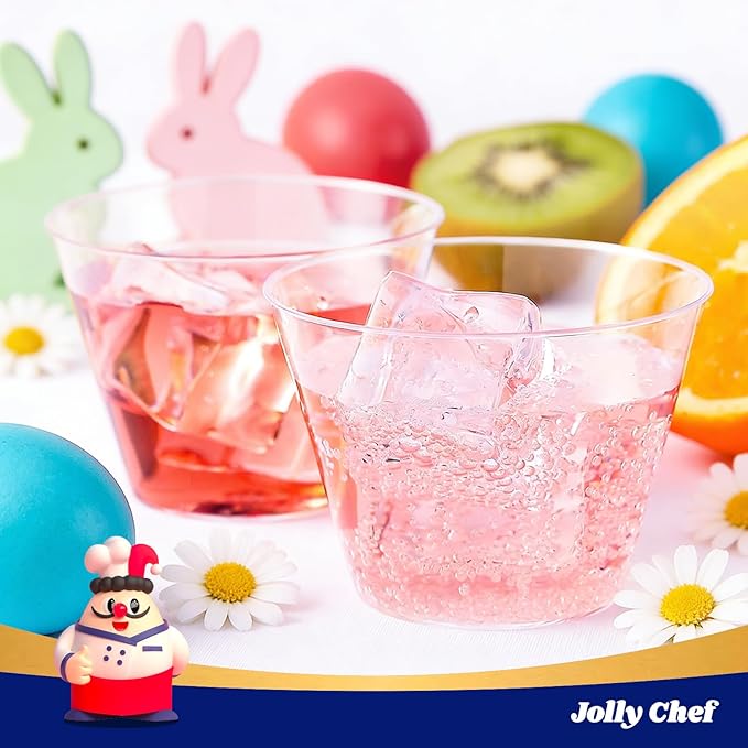 JOLLY CHEF 9 oz Clear Disposable Plastic Cups, 100 Pack Clear Plastic Cups - Image 4