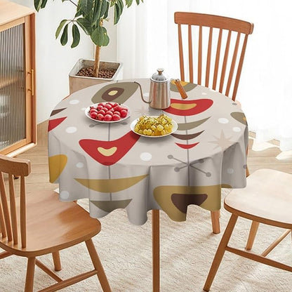 Retro Mid Century Round Tablecloth, Abstract Rustic Colorful Geometric Print Tablecloth for Home Party Dining Room Kitchen Decor 36Inch(90cm)