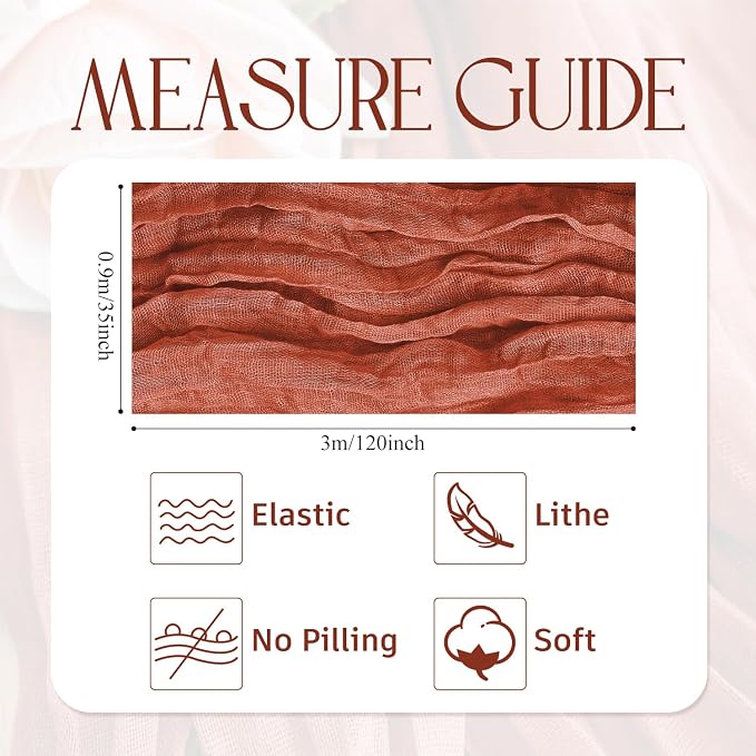 Cheesecloth Fall Table Runner Terracotta 10FT Boho Gauze Runners | 120 Inch - Image 2