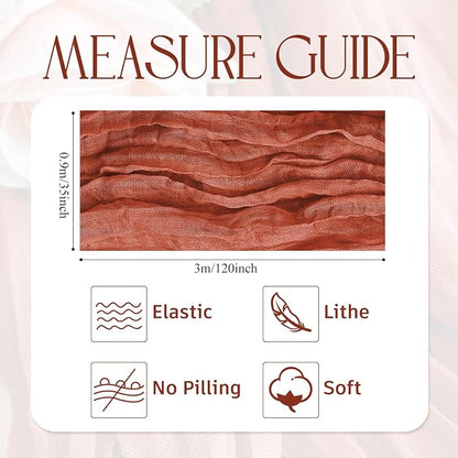 Cheesecloth Fall Table Runner Terracotta 10FT Boho Gauze, 12 Pack | 120 Inch - Image 2