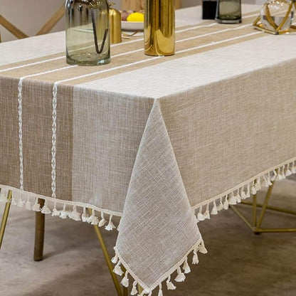 Deep Dream Tablecloths, Waterproof Table Cloth, Linens Wrinkle Free Anti-Fading, Rustic Table Cover Decoration for Kitchen Dinning Christmas(Rectangle/Oblong, 55''x140'',12-14 Seats, Light Coffee)