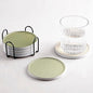 Set of 6 Beige and Green Coasters by Hoomey